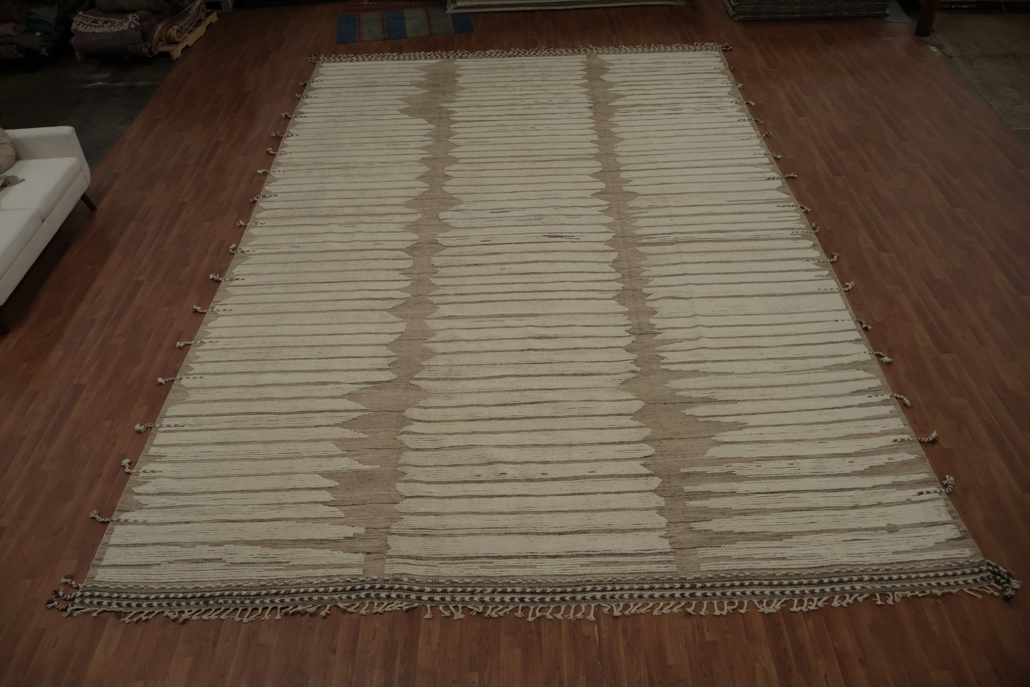 All-Over Striped Moroccan Handmade Large Rug 13x20