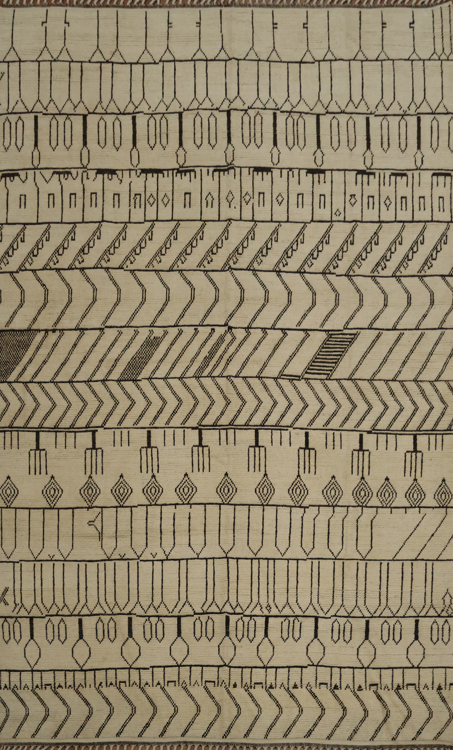 Sophisticated Moroccan Large Rug 10x14 with Artistic Linear Patterns