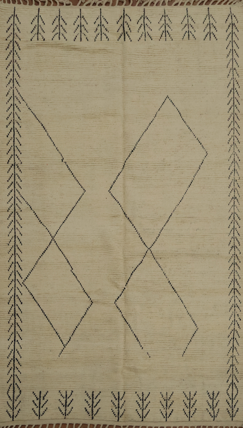 Handcrafted Moroccan Area Rug 6x10 with Elegant Neutral Tones