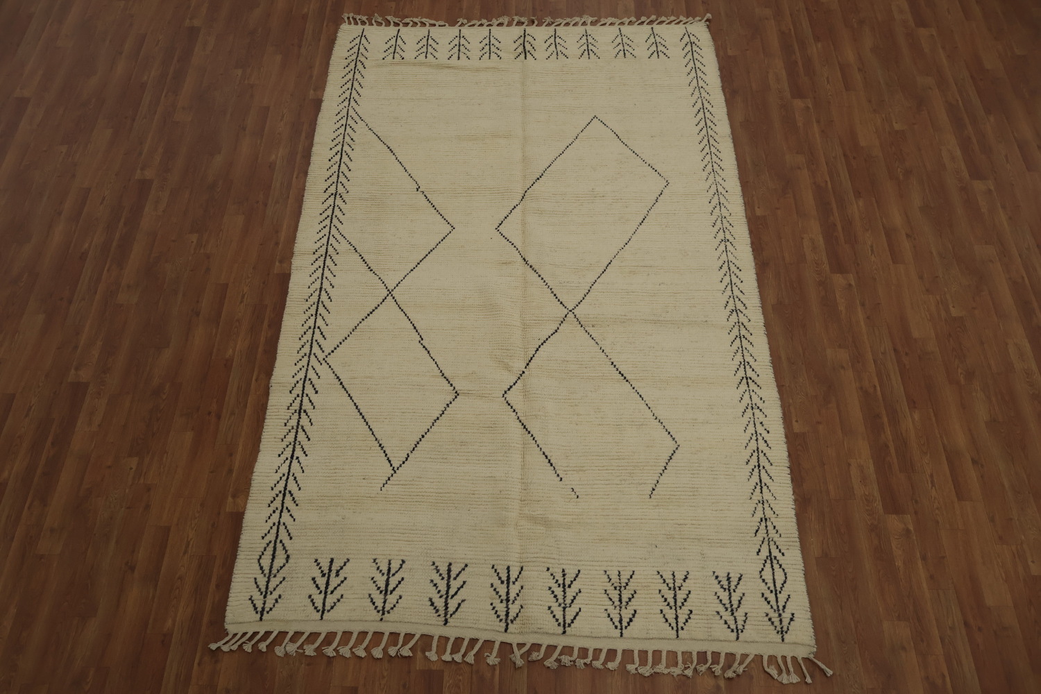 Handcrafted Moroccan Area Rug 6x10 with Elegant Neutral Tones