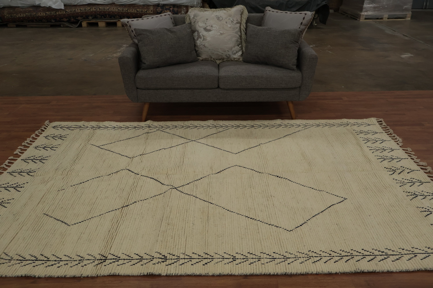Handcrafted Moroccan Area Rug 6x10 with Elegant Neutral Tones