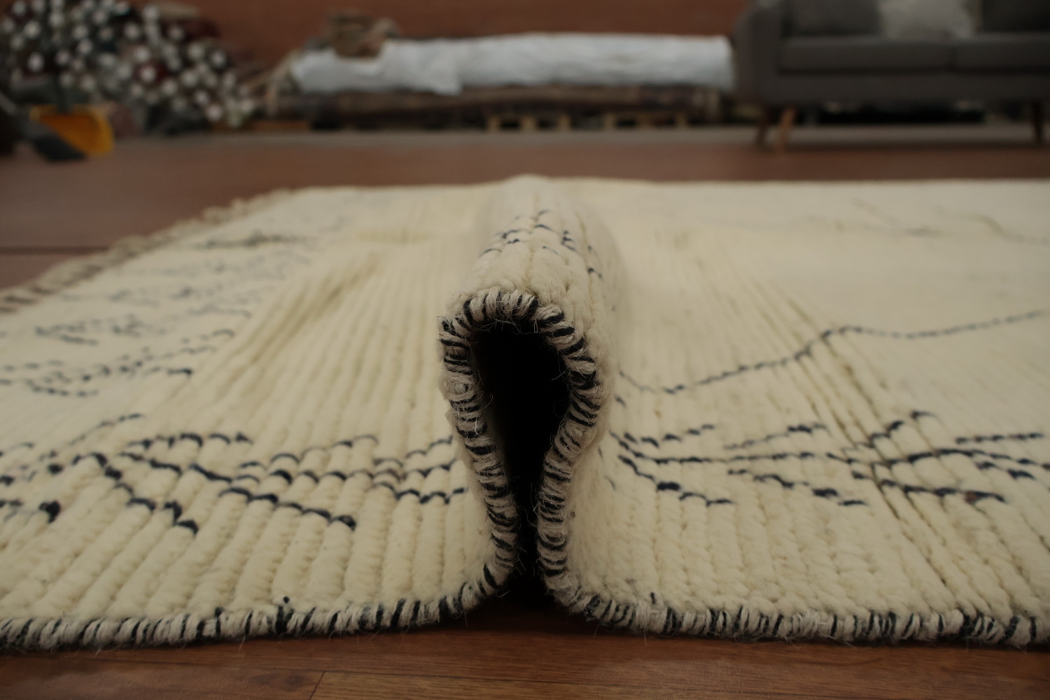 Handcrafted Moroccan Area Rug 6x10 with Elegant Neutral Tones