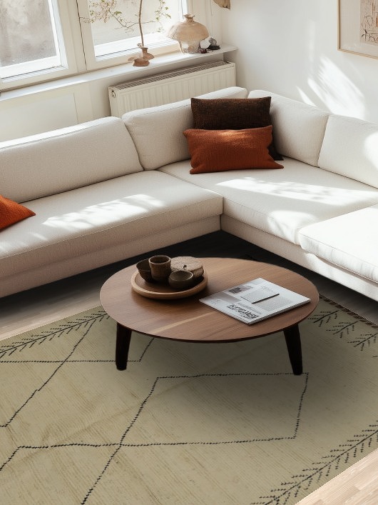Handcrafted Moroccan Area Rug 6x10 with Elegant Neutral Tones