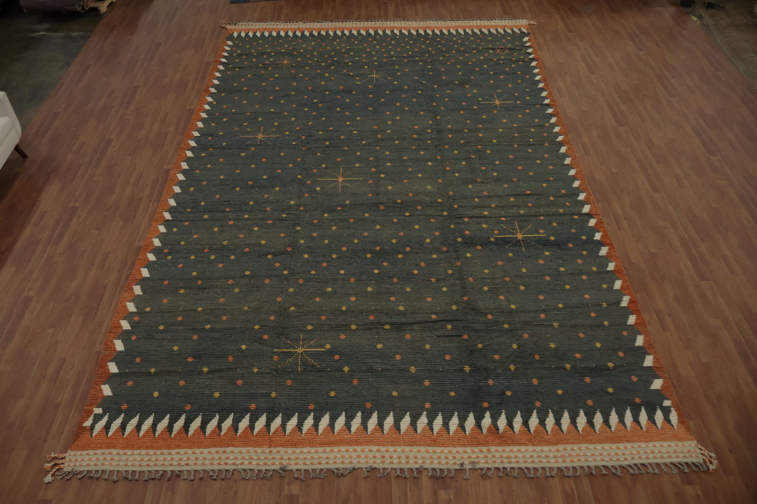 All-Over Striped Gray Moroccan Large Modern Rug 12x19