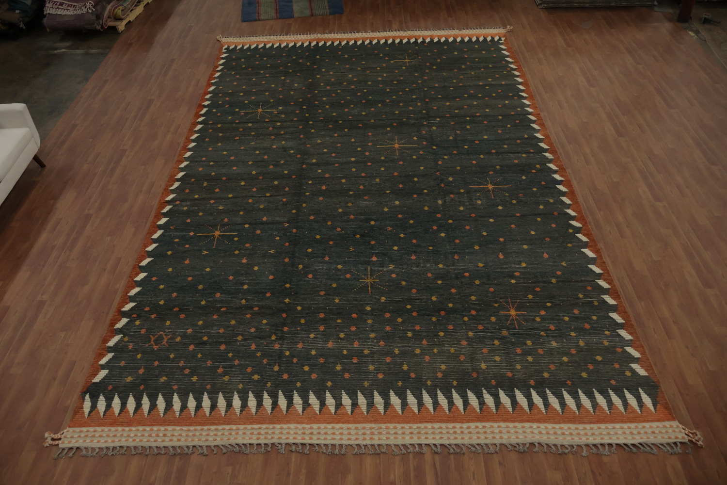 All-Over Striped Gray Moroccan Large Modern Rug 12x19