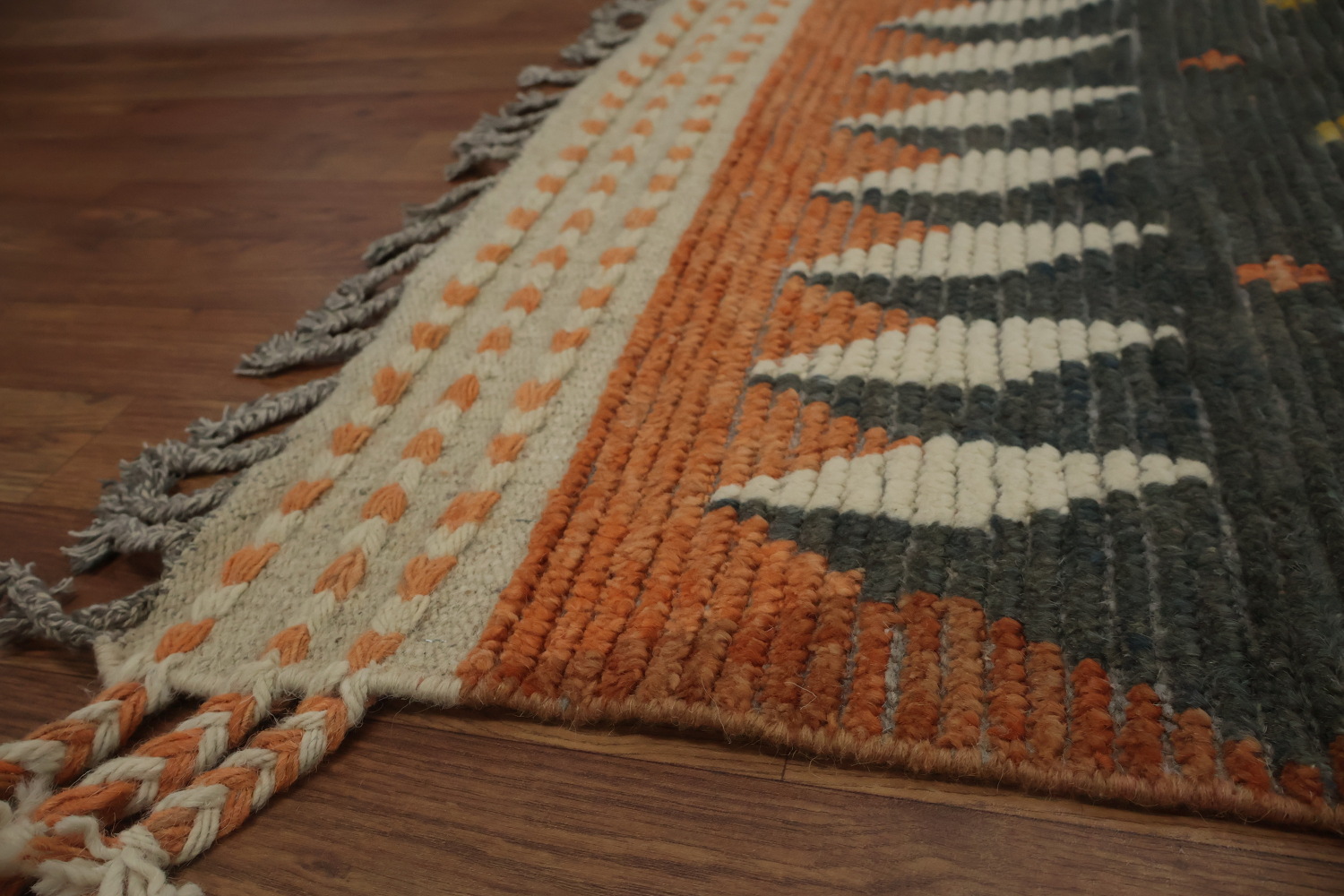 All-Over Striped Gray Moroccan Large Modern Rug 12x19