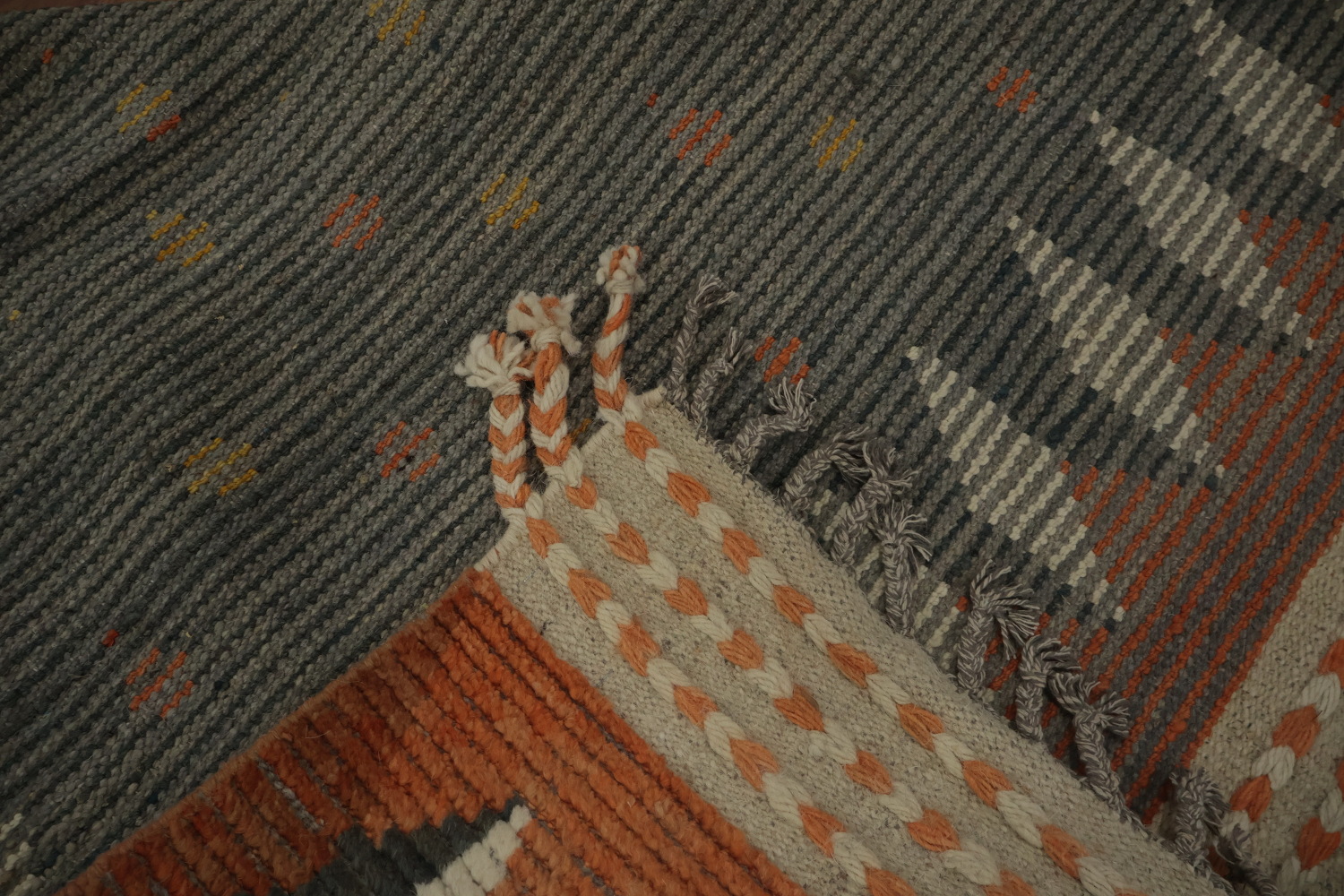 All-Over Striped Gray Moroccan Large Modern Rug 12x19