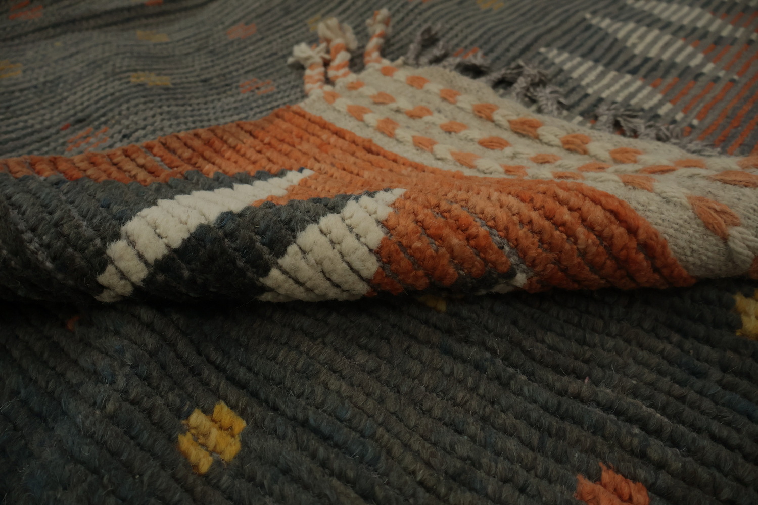 All-Over Striped Gray Moroccan Large Modern Rug 12x19