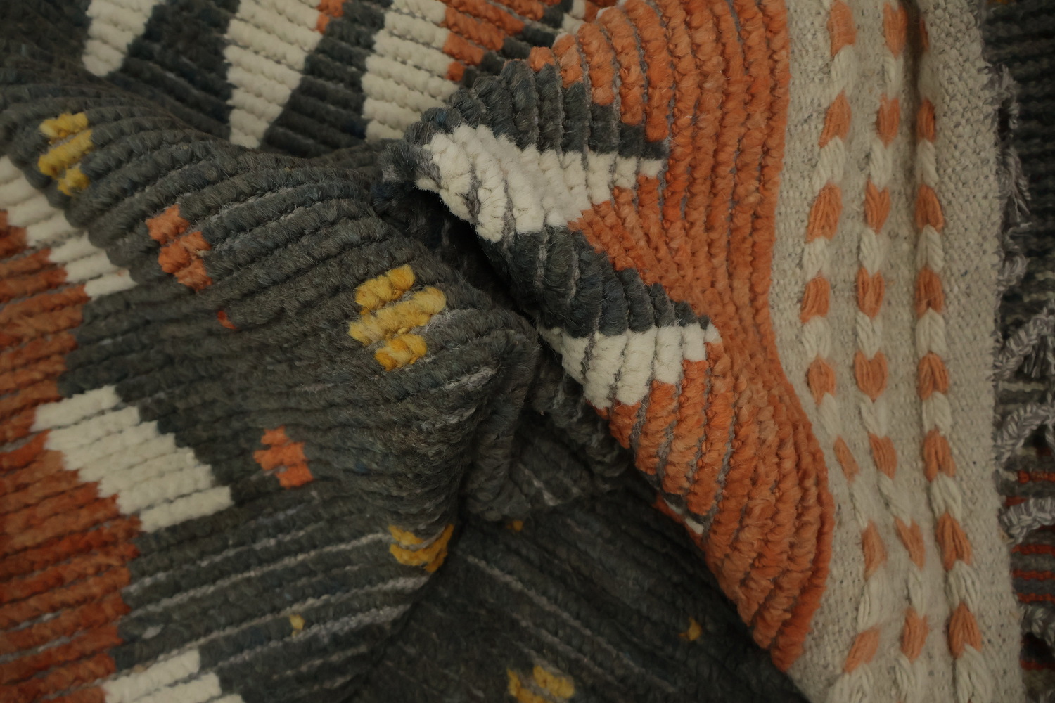 All-Over Striped Gray Moroccan Large Modern Rug 12x19