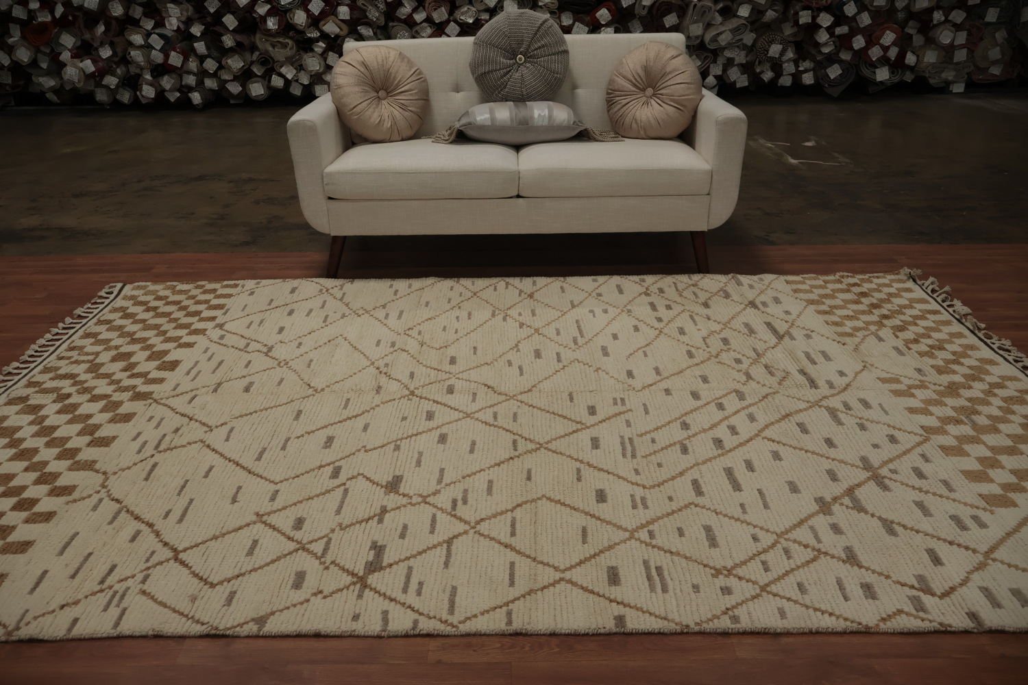 All-Over Wool Moroccan Abstract Area Rug 6x10
