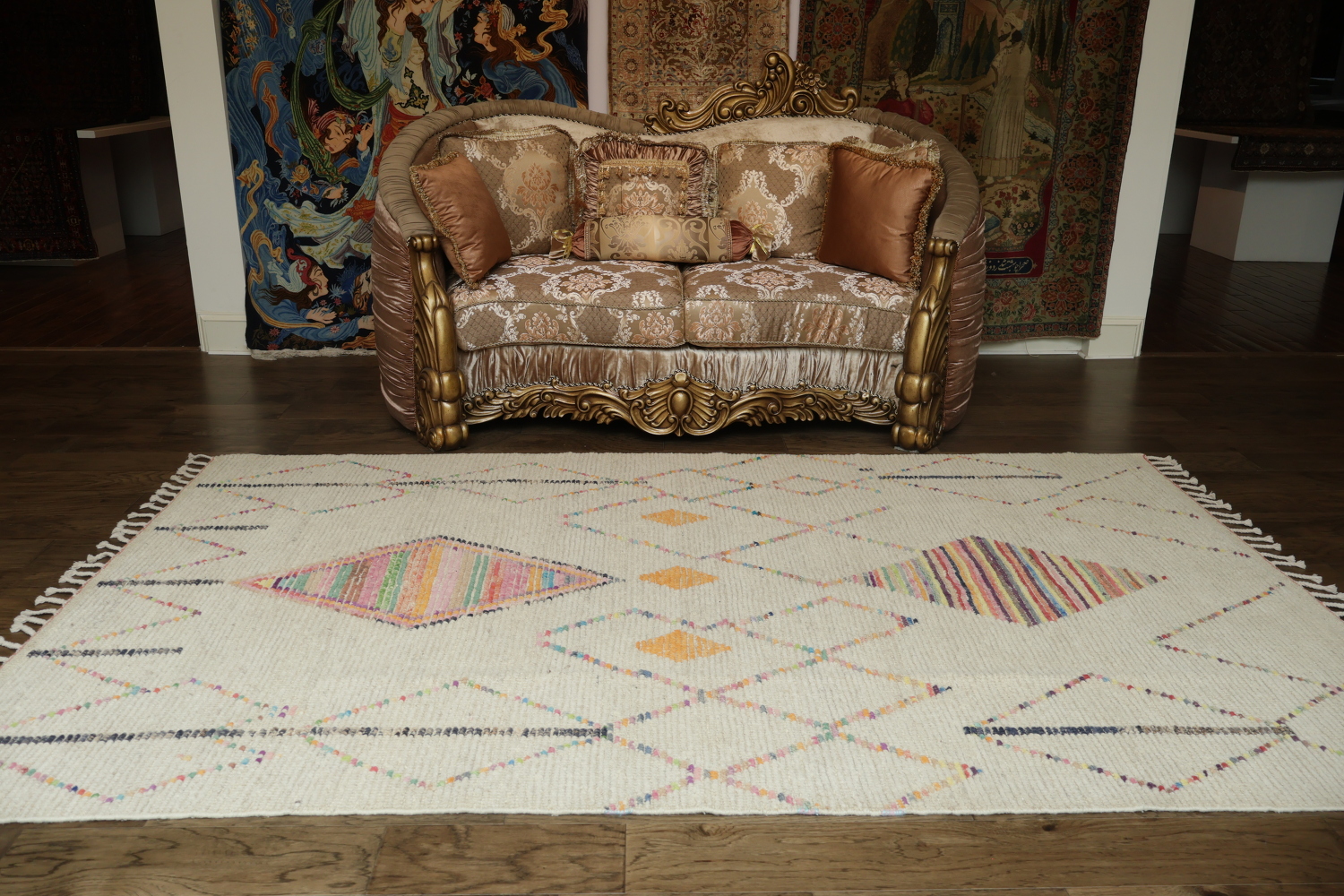 Sleek Modern Moroccan Rug: Abstract Geometric Symmetry for Any Room 6x10