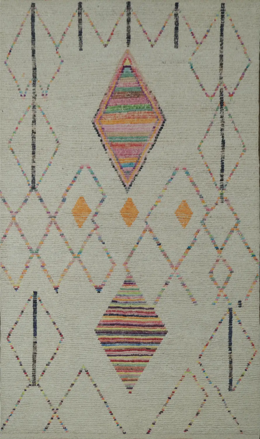 Sleek Modern Moroccan Rug: Abstract Geometric Symmetry for Any Room 6x10