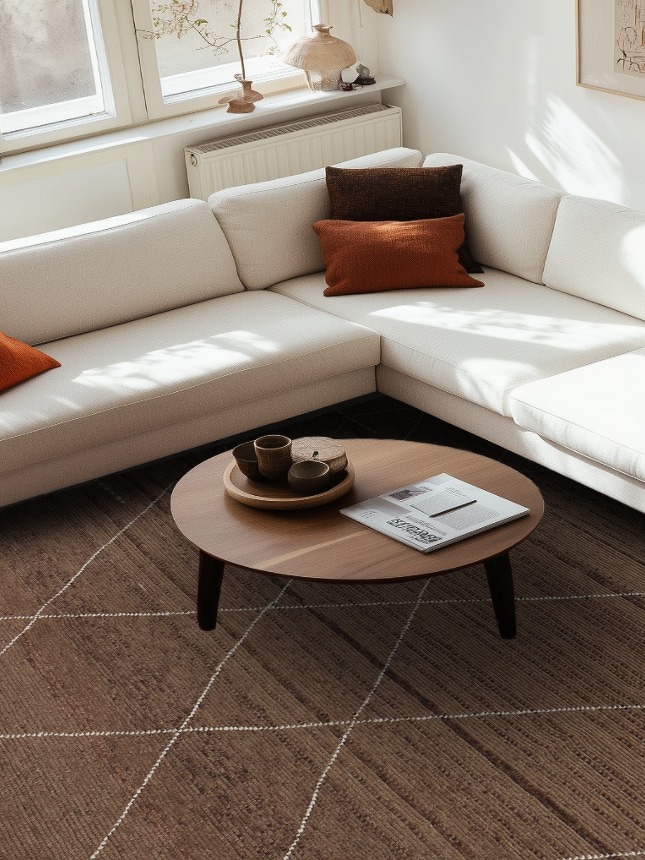 Brown Modern Wool Moroccan Area Rug 9x13