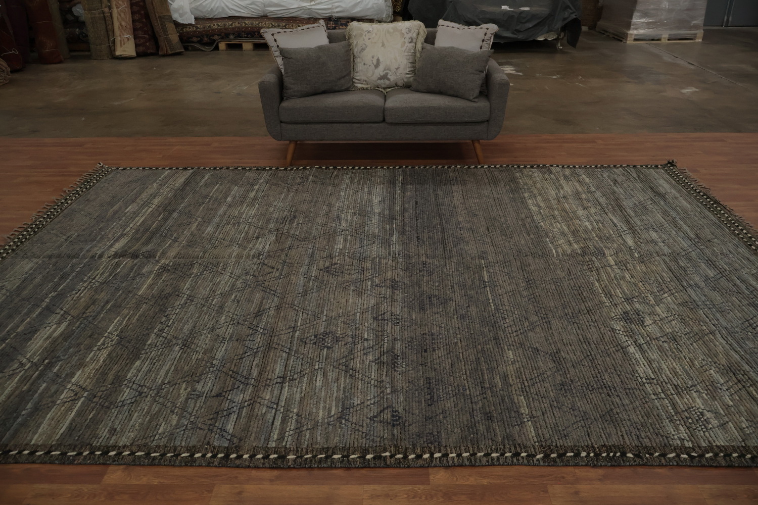 All-Over Trellis Wool Moroccan Abstract Area Rug 9x13
