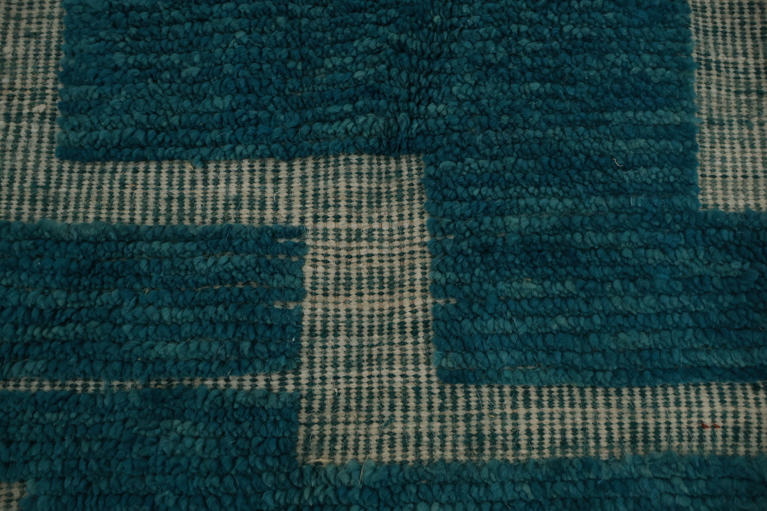 Vibrant Teal Stairs Patterned Moroccan Large Modern Rug 12x16