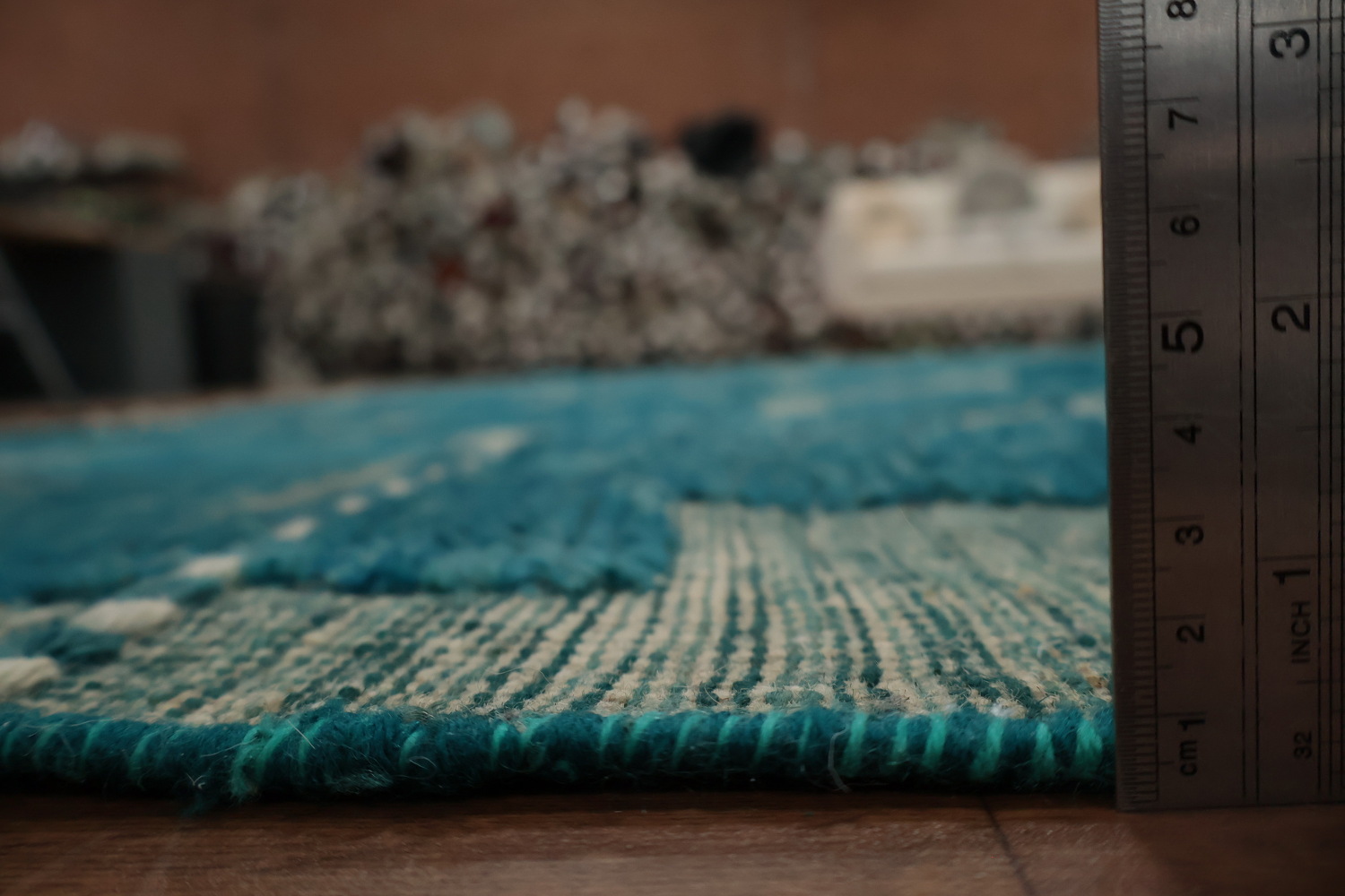 Vibrant Teal Stairs Patterned Moroccan Large Modern Rug 12x16