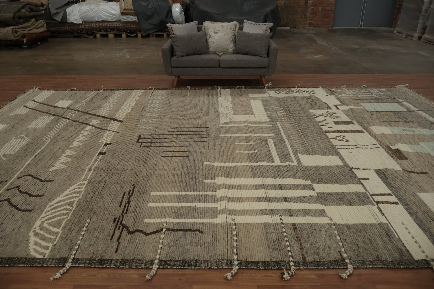 Elegant Earth Tones Abstract Moroccan Palace Size Rug 12x18