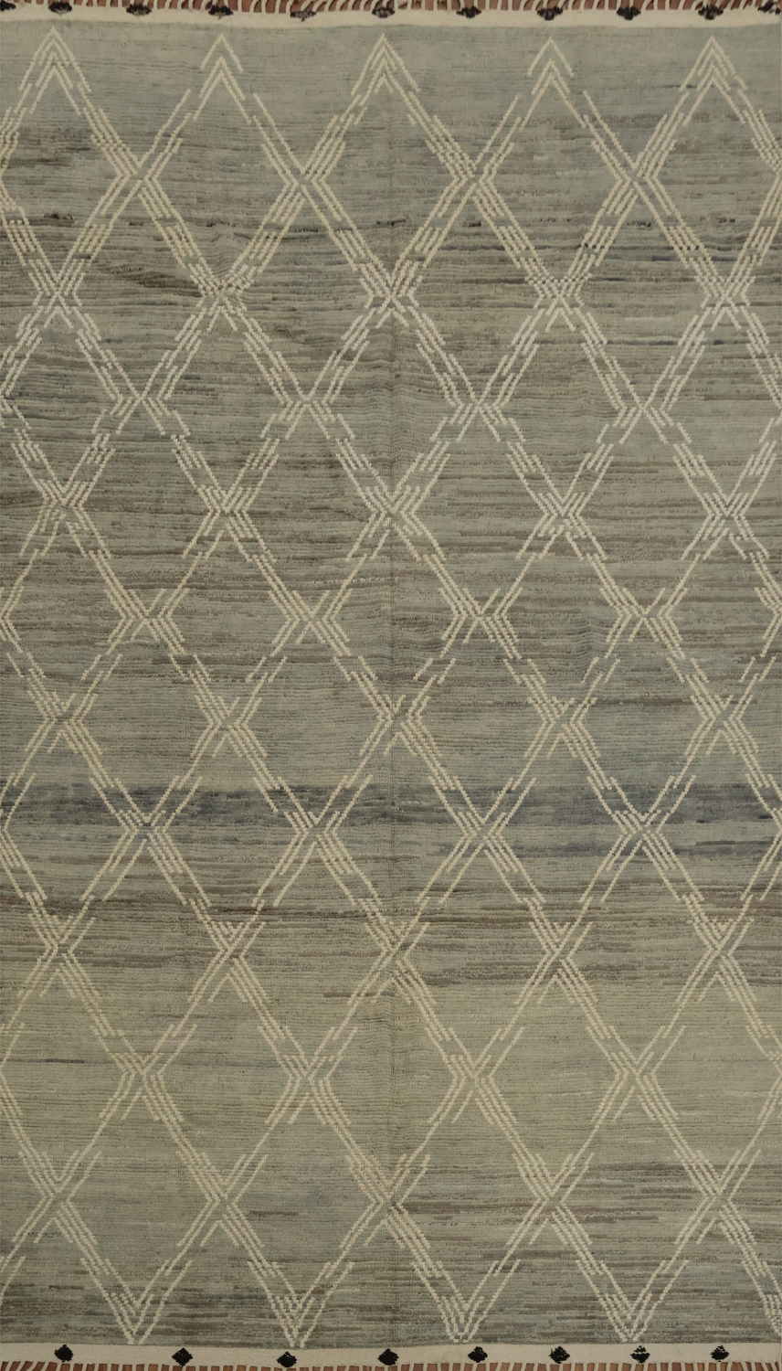 Geometric Moroccan Large Rug 10x15 in Neutral Shades for Stylish Interiors