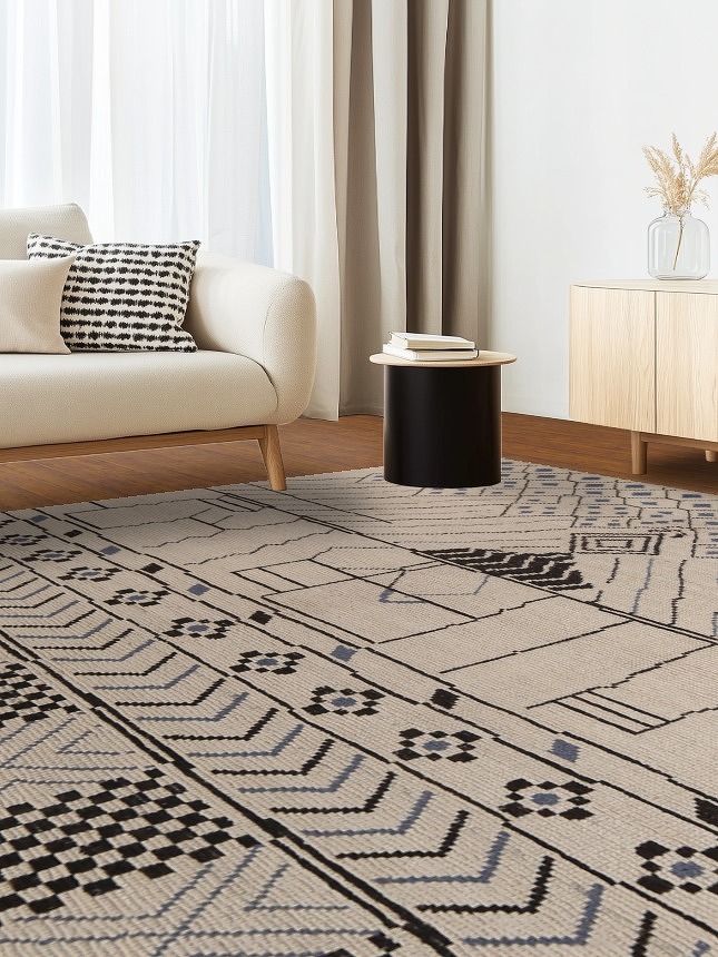 Geometric Wool Trellis Moroccan Area Rug 9x12
