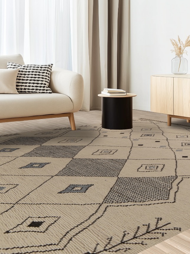 Earth Tone Wool Moroccan Oriental Area Rug 9x13