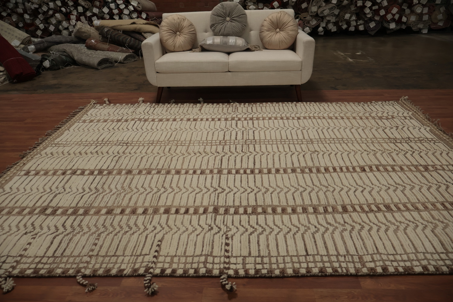 Earth Tone Wool Moroccan Oriental Area Rug 8x10