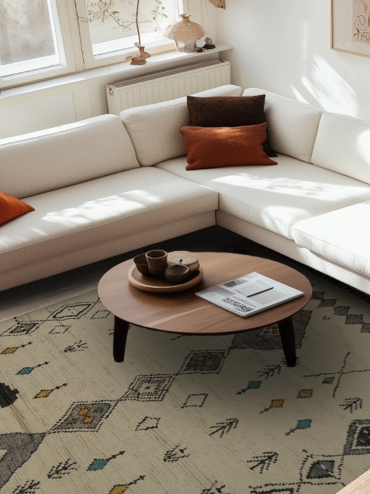 Tribal-Inspired Moroccan Area Rug 7x11 with Bold Diamond Motifs