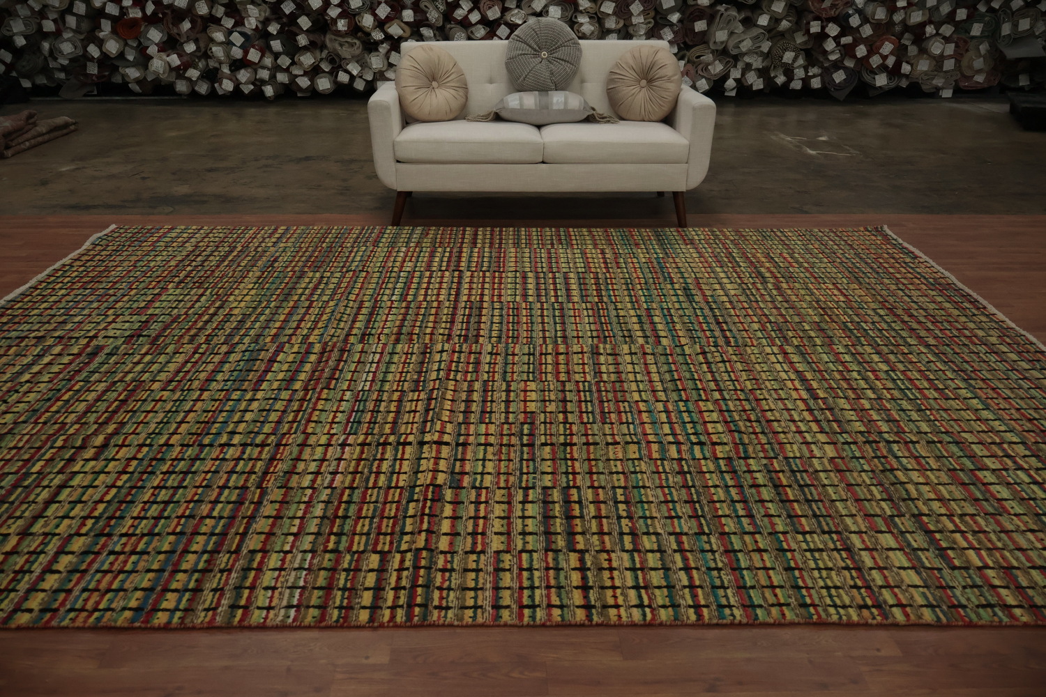 Striped Multicolor Moroccan Oriental Area Rug 9x13