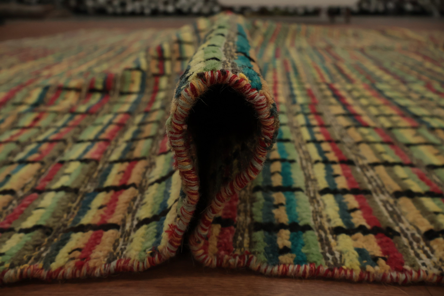 Striped Multicolor Moroccan Oriental Area Rug 9x13