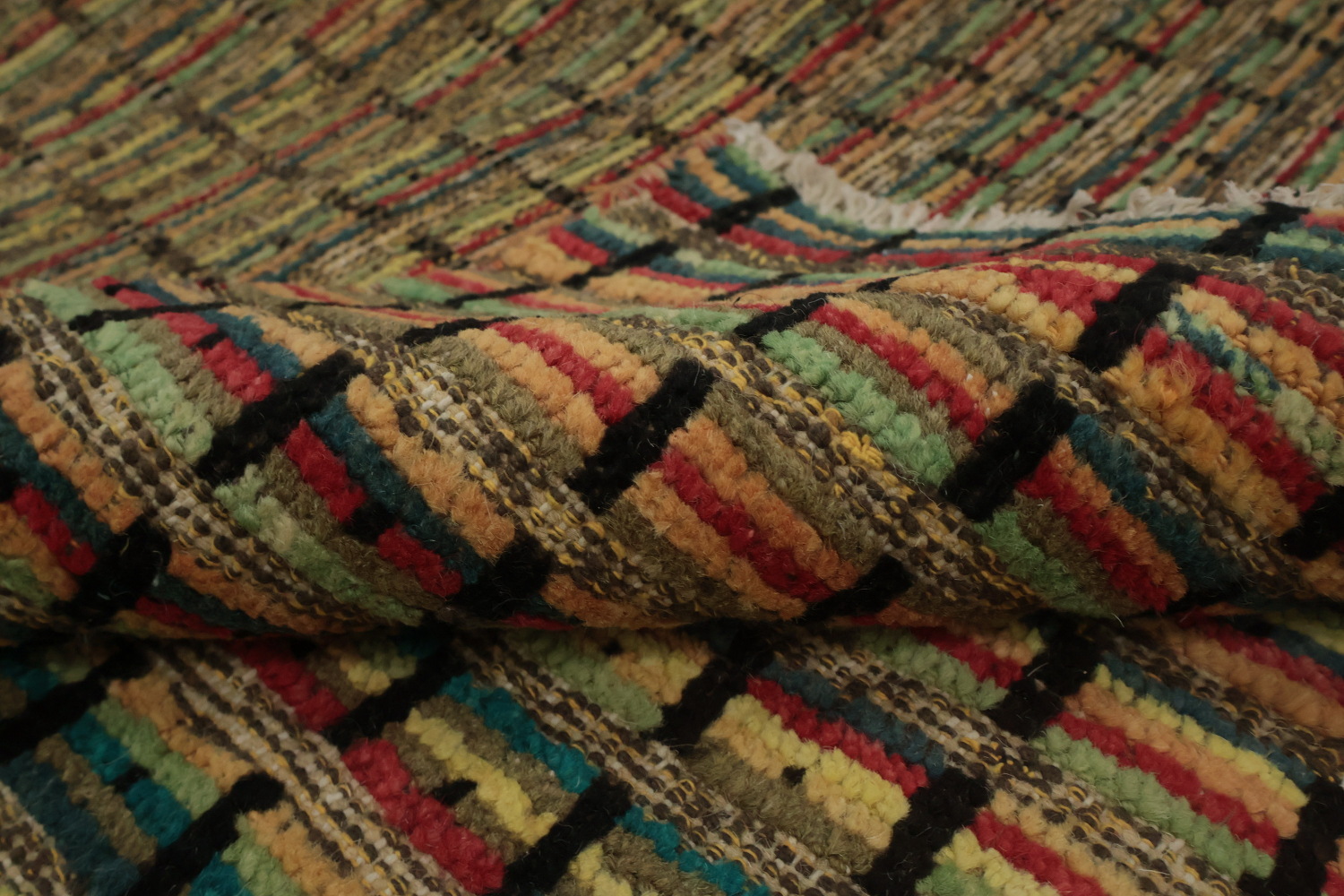 Striped Multicolor Moroccan Oriental Area Rug 9x13