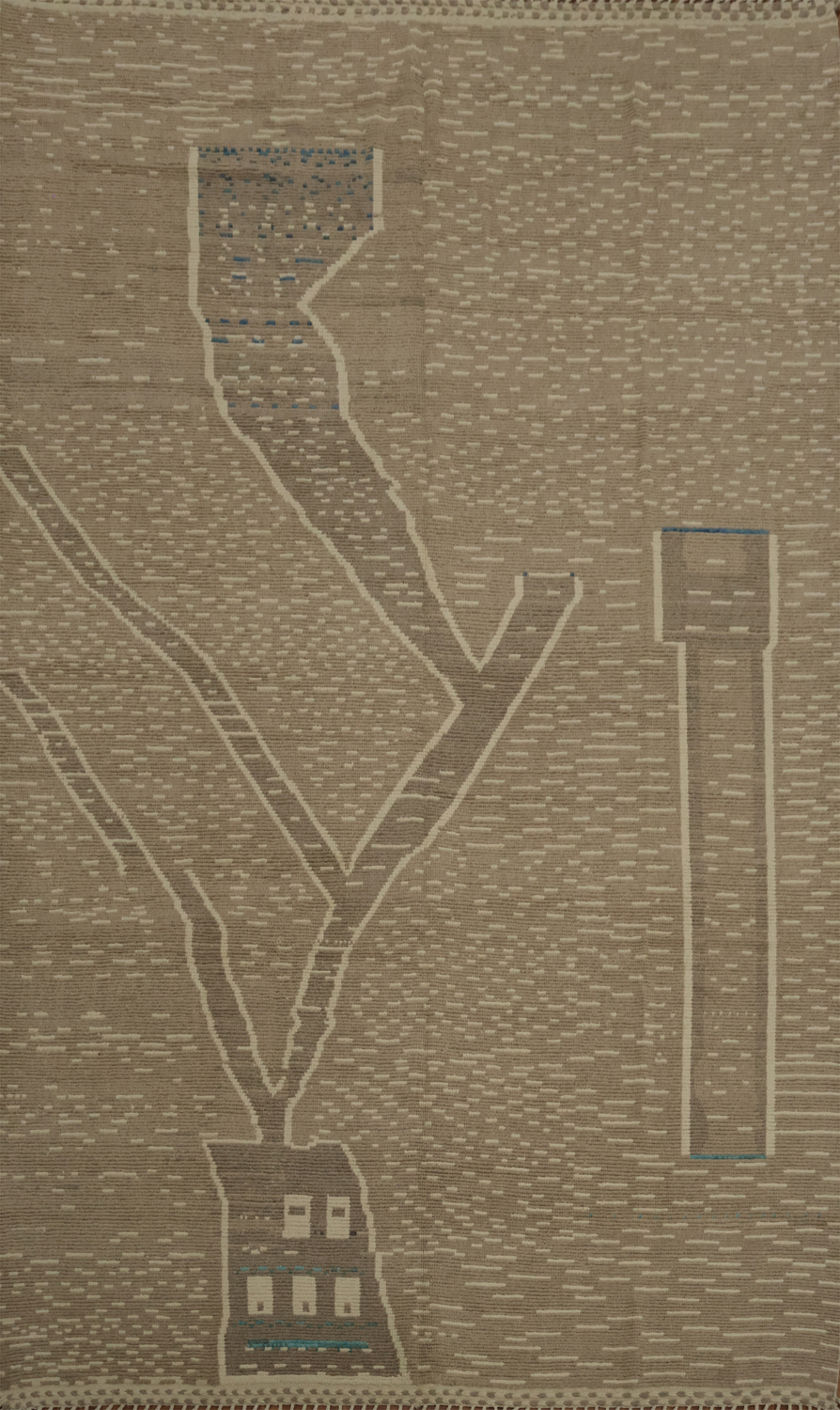 Modern Artistic Map-Inspired Moroccan Rug Design for Urban Interiors 10x14 ft