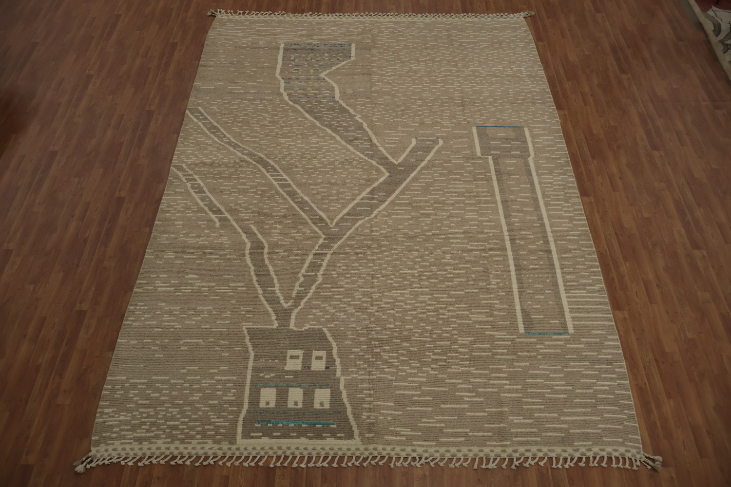 Modern Artistic Map-Inspired Moroccan Rug Design for Urban Interiors 10x14 ft