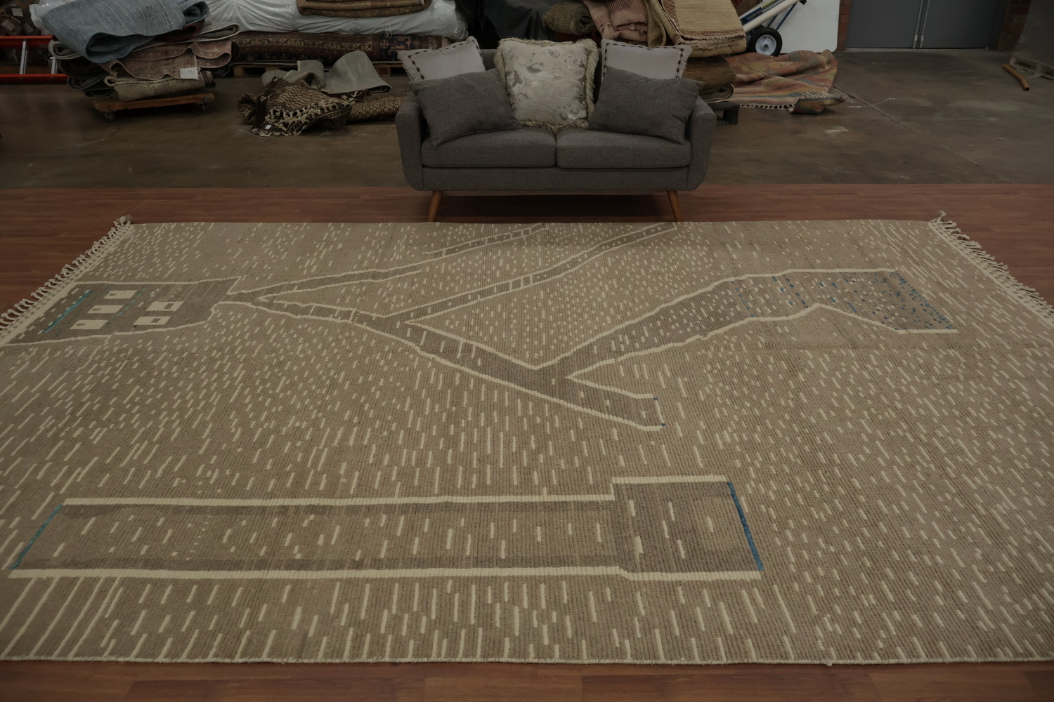Modern Artistic Map-Inspired Moroccan Rug Design for Urban Interiors 10x14 ft