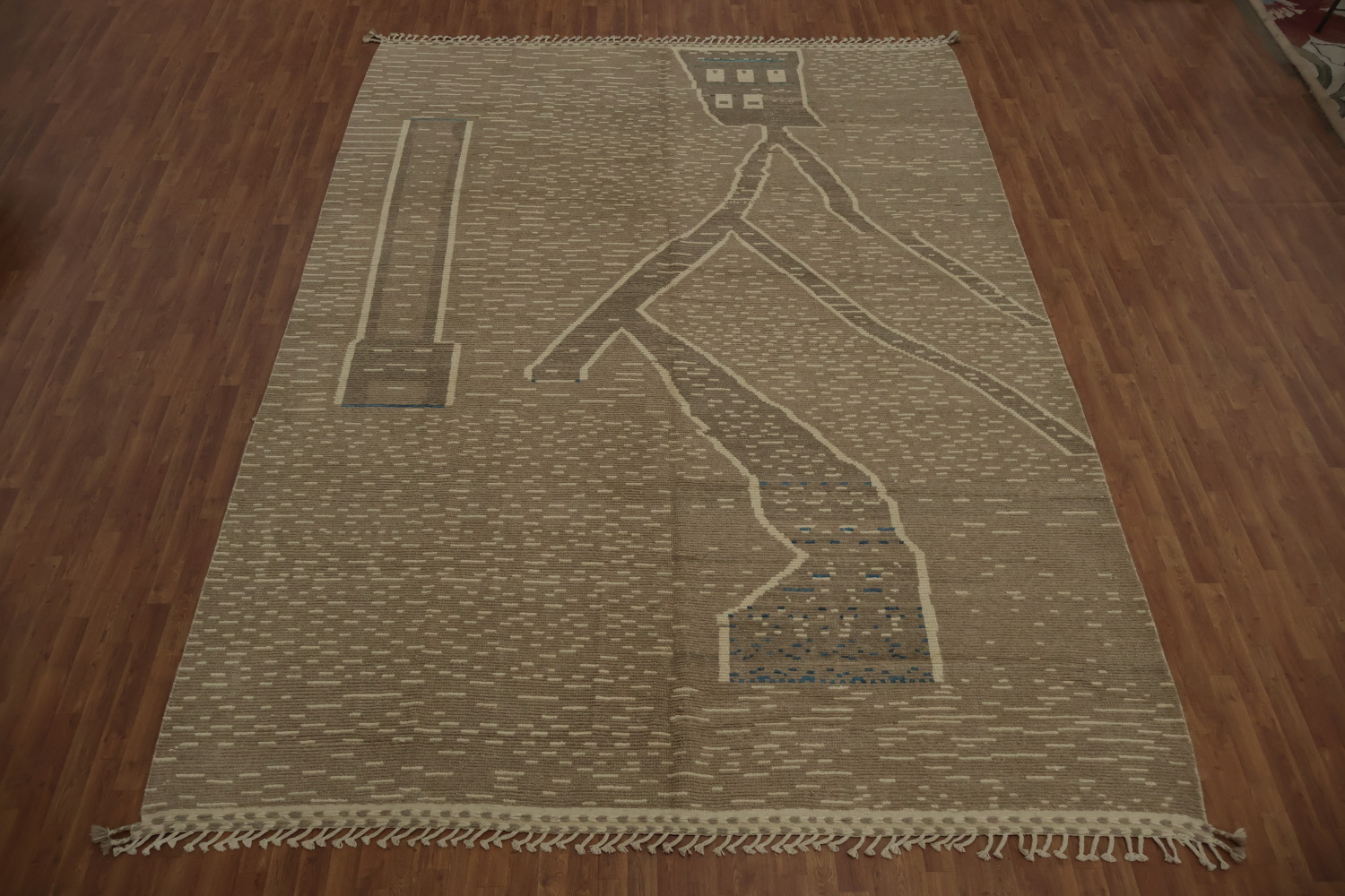 Modern Artistic Map-Inspired Moroccan Rug Design for Urban Interiors 10x14 ft