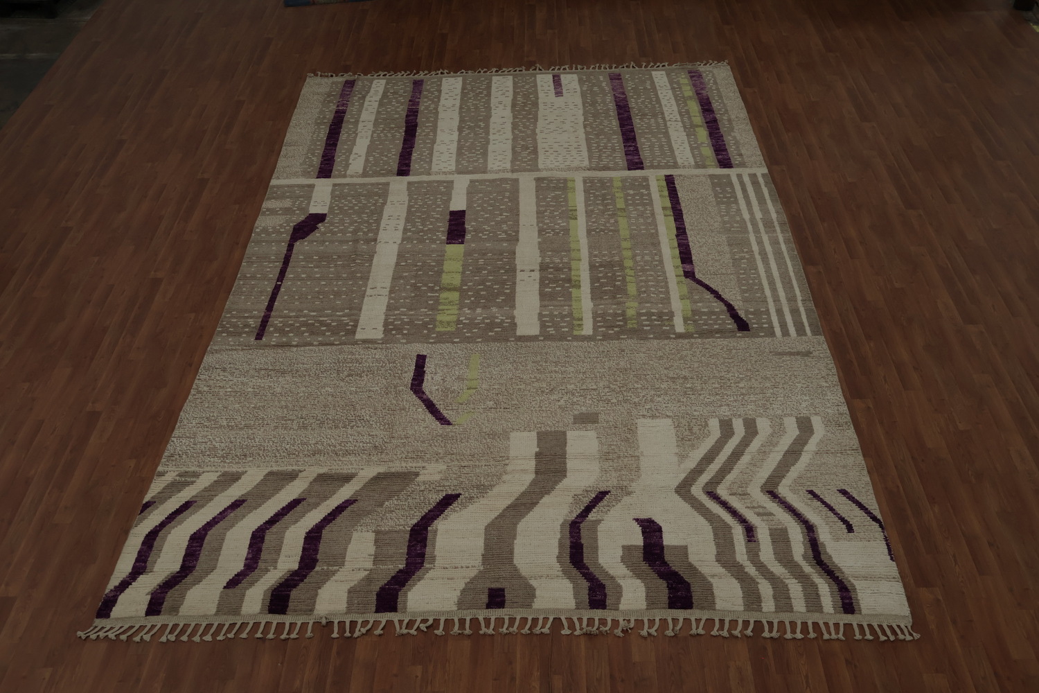 Artistic Linear Moroccan Large Rug 10x14 in Calming Earth Tones