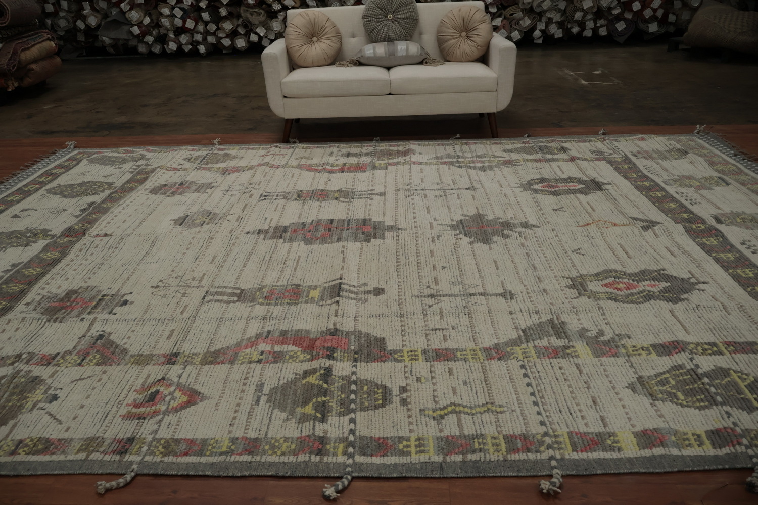 Geometric Wool Moroccan Wool Large Rug 10x15