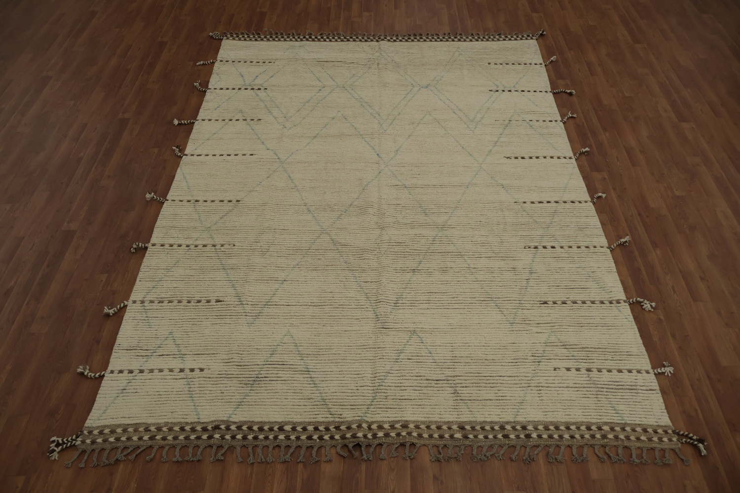 Handcrafted Moroccan Area Rug 8x11 Elegant Subtle Geometric Patterns