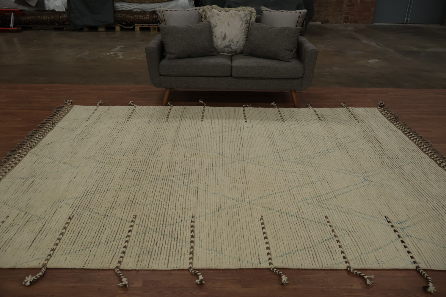 Handcrafted Moroccan Area Rug 8x11 Elegant Subtle Geometric Patterns