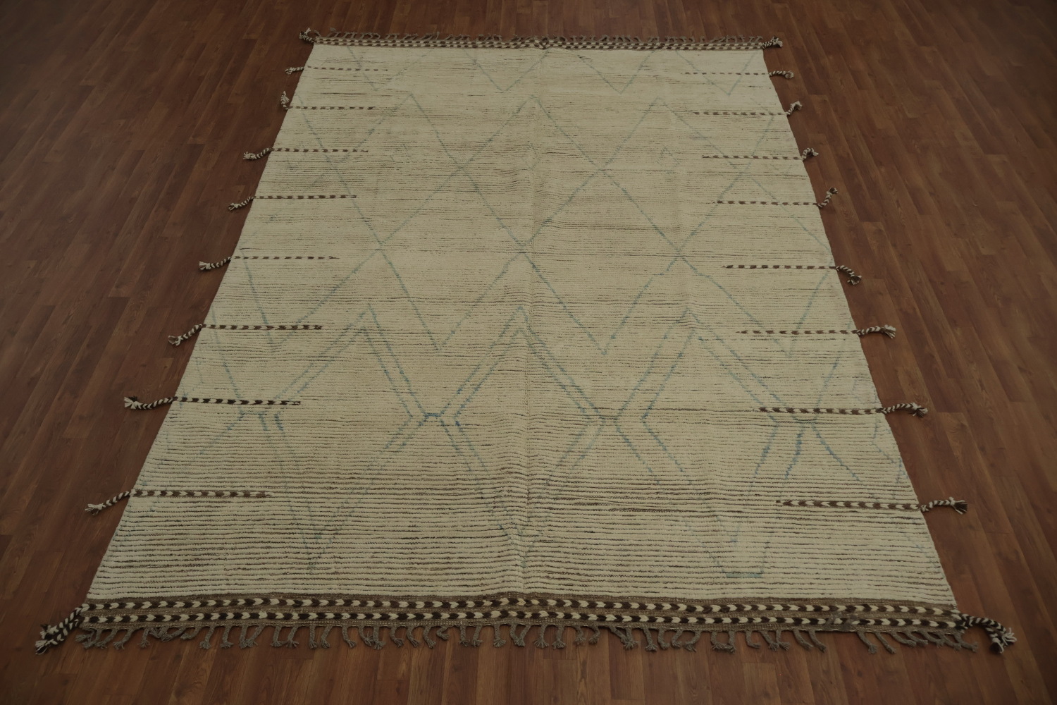 Handcrafted Moroccan Area Rug 8x11 Elegant Subtle Geometric Patterns