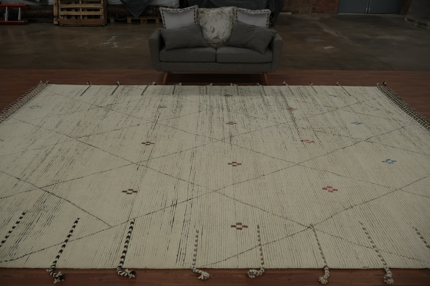 Neutral Moroccan Large Rug 10x15 Featuring Delicate Diamond Accents