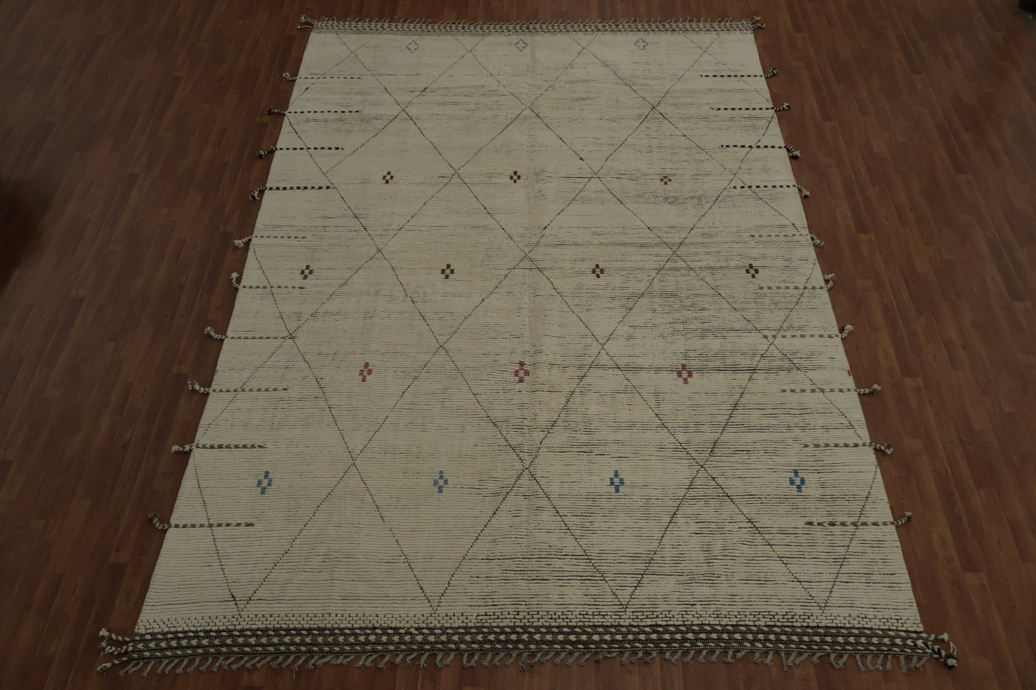 Neutral Moroccan Large Rug 10x15 Featuring Delicate Diamond Accents