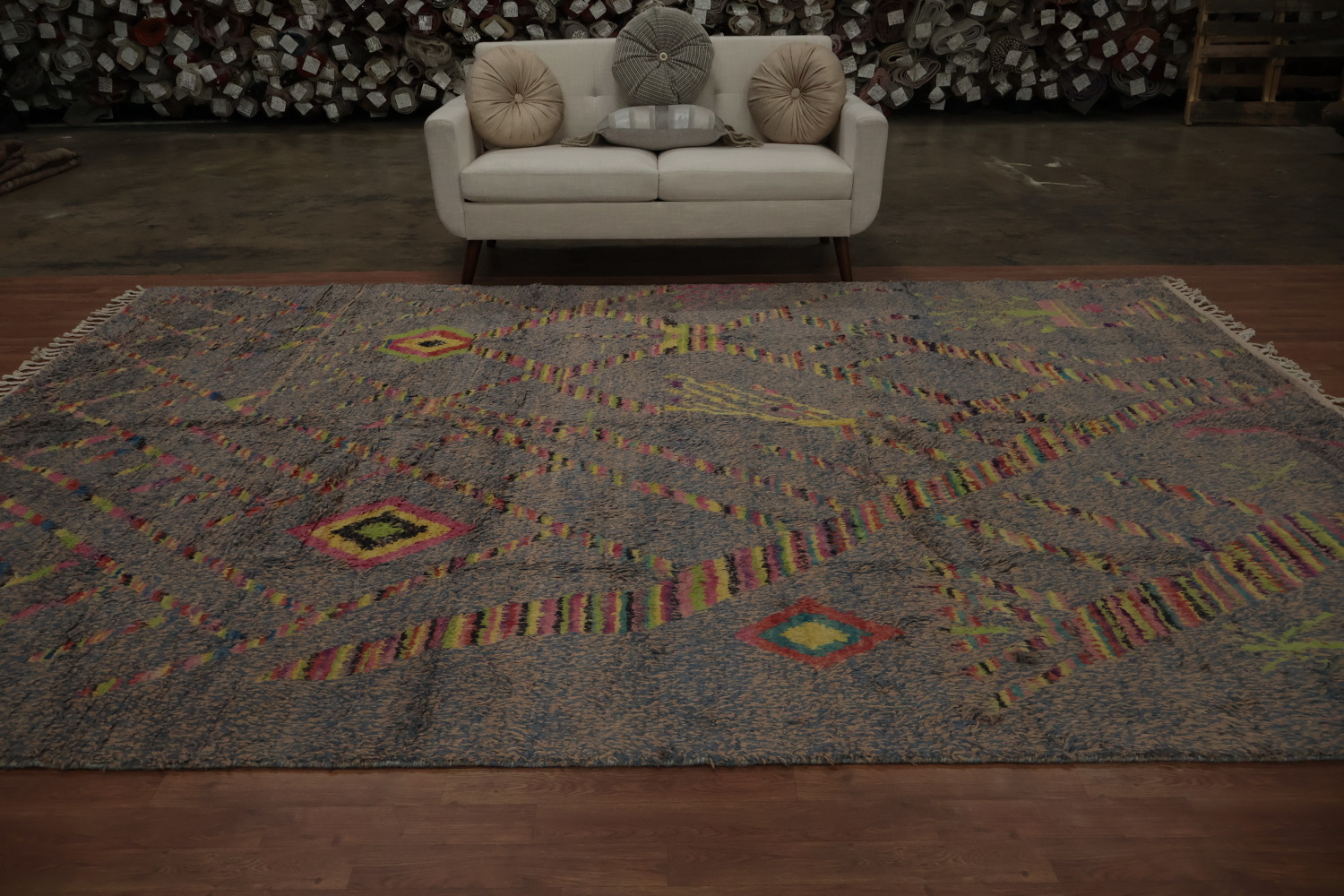 Colorful Plush Moroccan Large Area Rug 9x13 with Tribal Designs