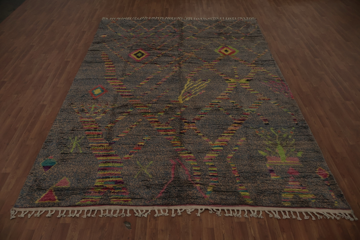 Colorful Plush Moroccan Large Area Rug 9x13 with Tribal Designs