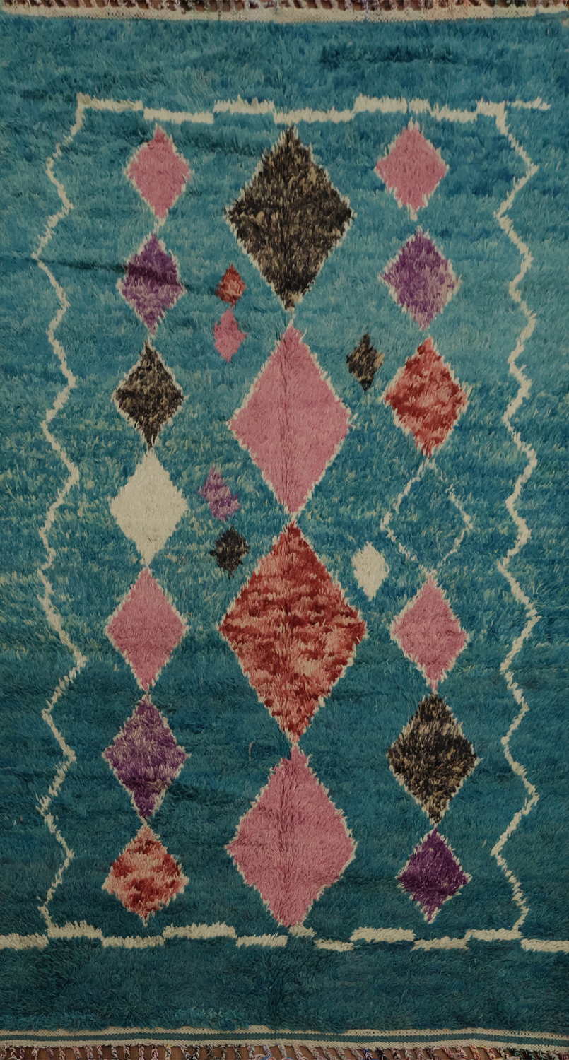 Turquoise Blue Moroccan Oriental Area Rug 5x9