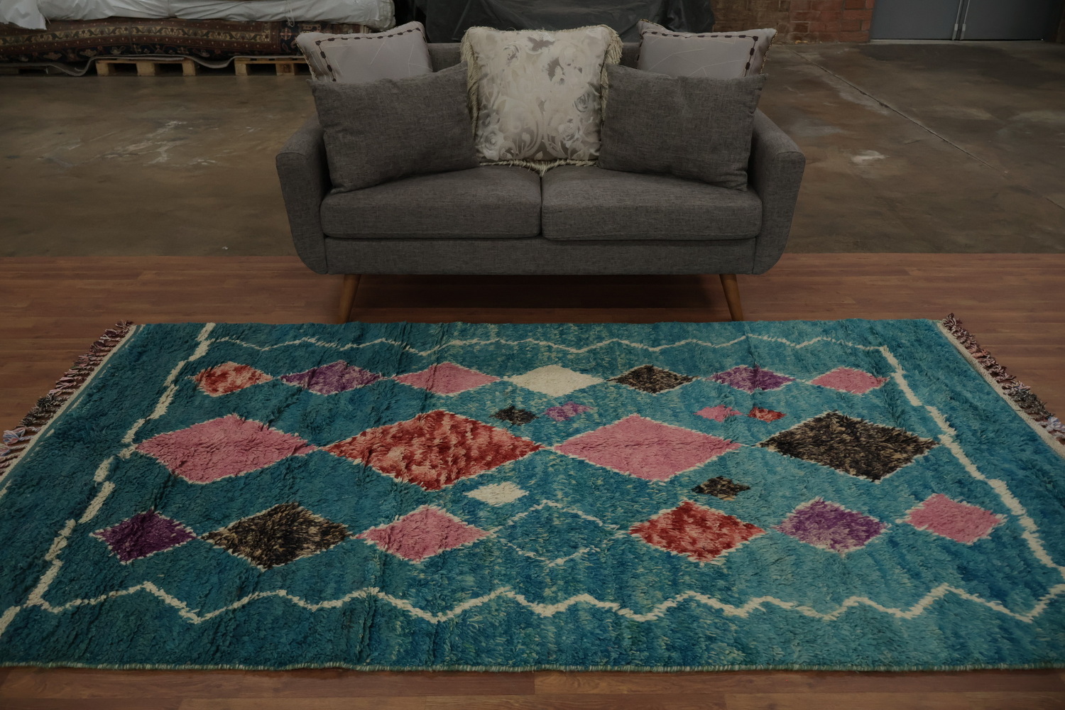 Turquoise Blue Moroccan Oriental Area Rug 5x9