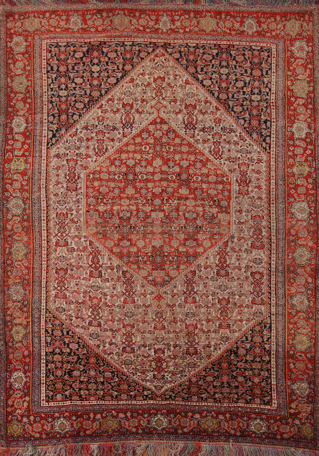 Pre-1900 Vegetable Dye Senneh Haftrang Masterpiece Persian Rug 4x6