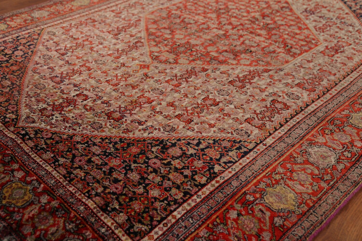 Pre-1900 Vegetable Dye Senneh Haftrang Masterpiece Persian Rug 4x6