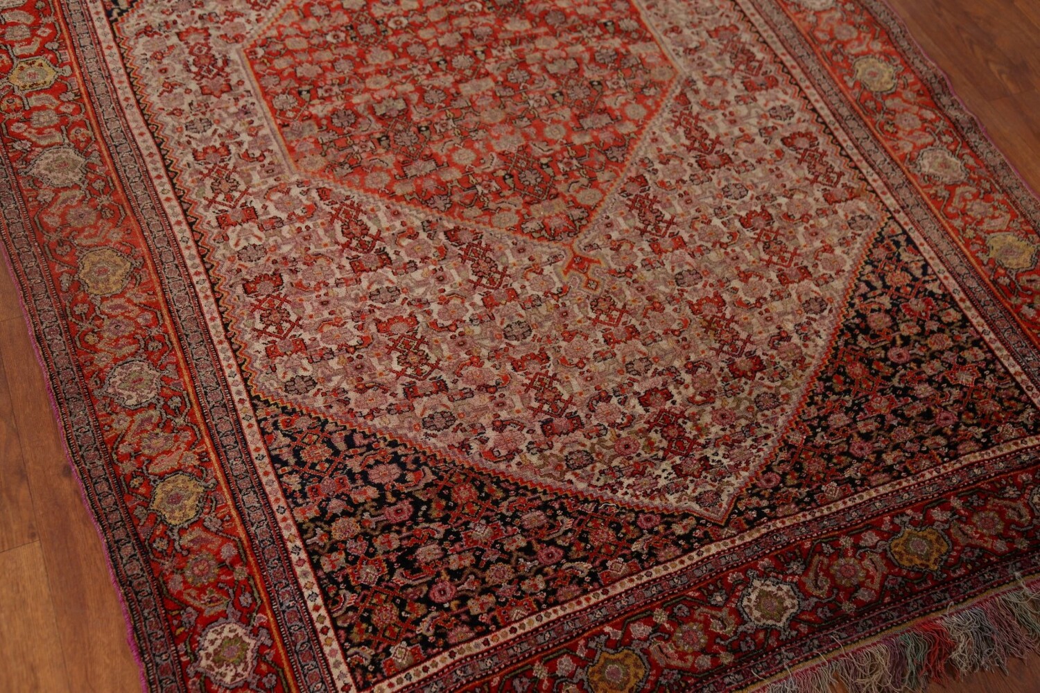 Pre-1900 Vegetable Dye Senneh Haftrang Masterpiece Persian Rug 4x6