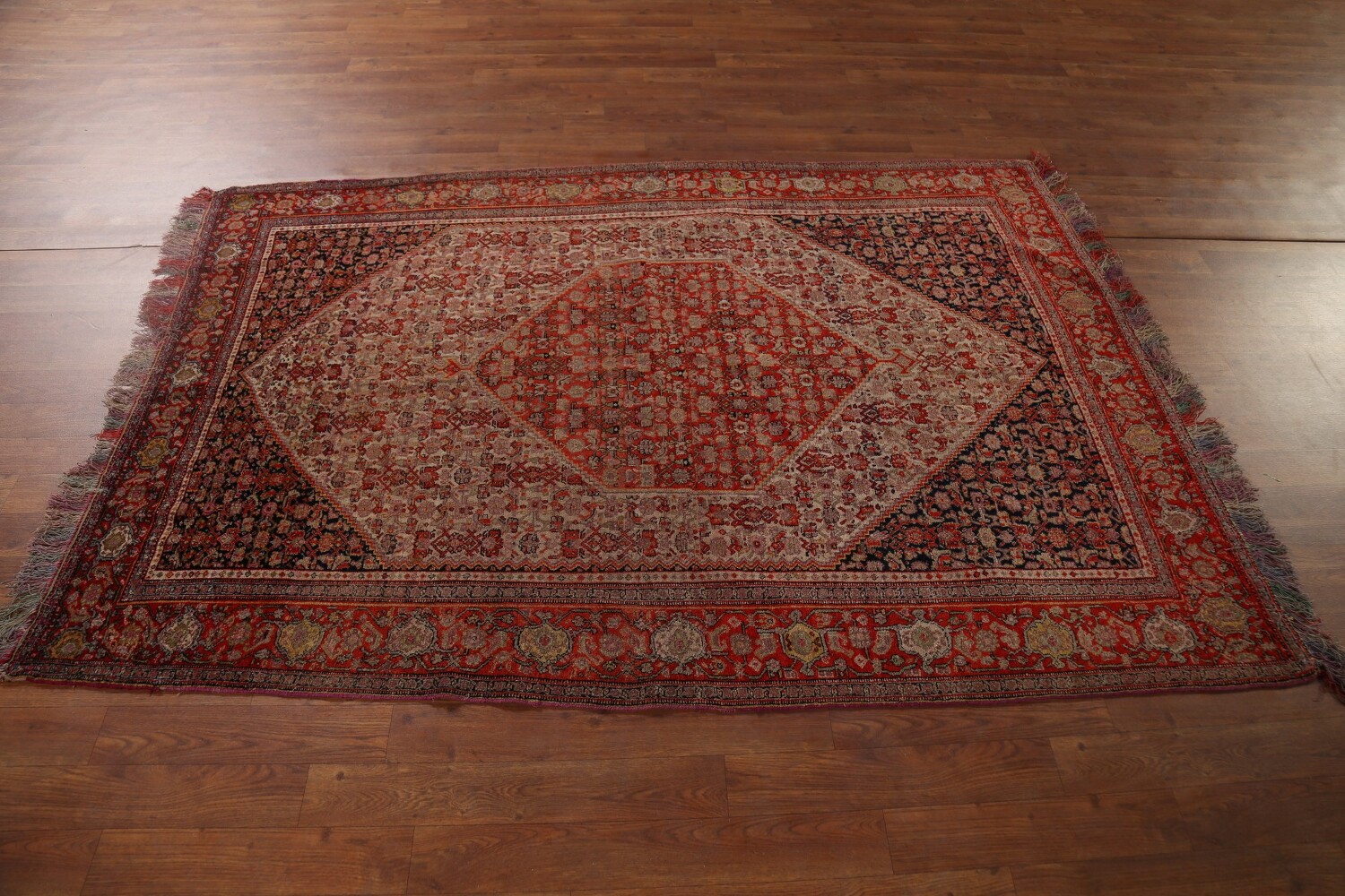 Pre-1900 Vegetable Dye Senneh Haftrang Masterpiece Persian Rug 4x6