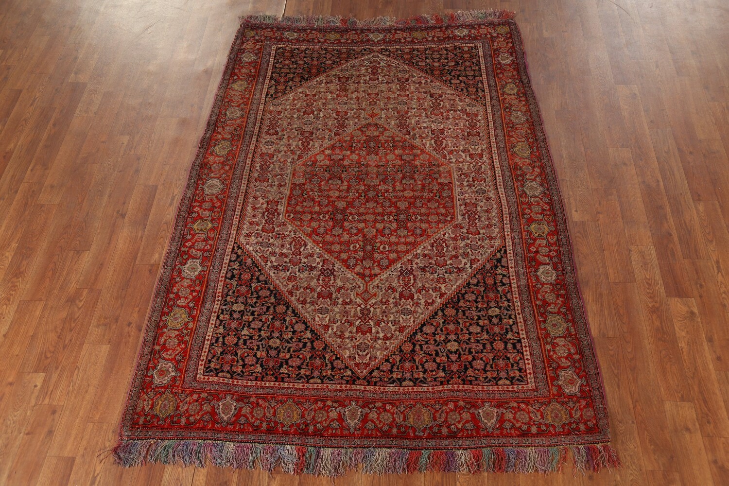 Pre-1900 Vegetable Dye Senneh Haftrang Masterpiece Persian Rug 4x6