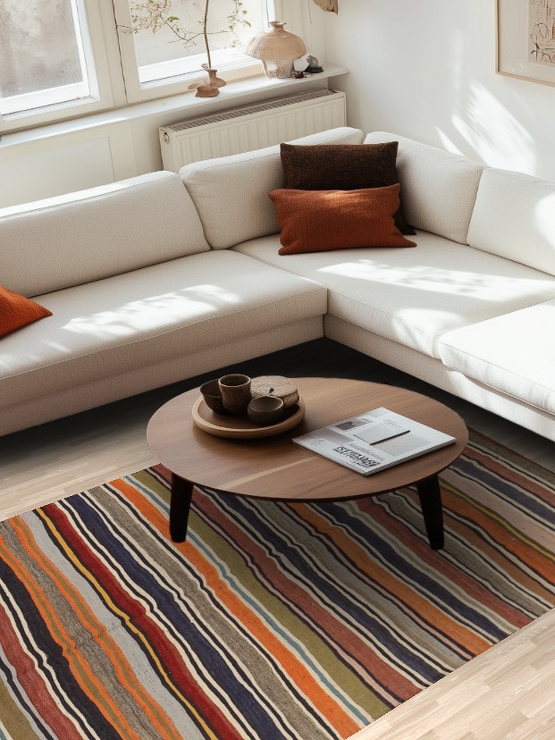 Striped Wool Kilim Qashqai Persian Living Room Rug 5x10